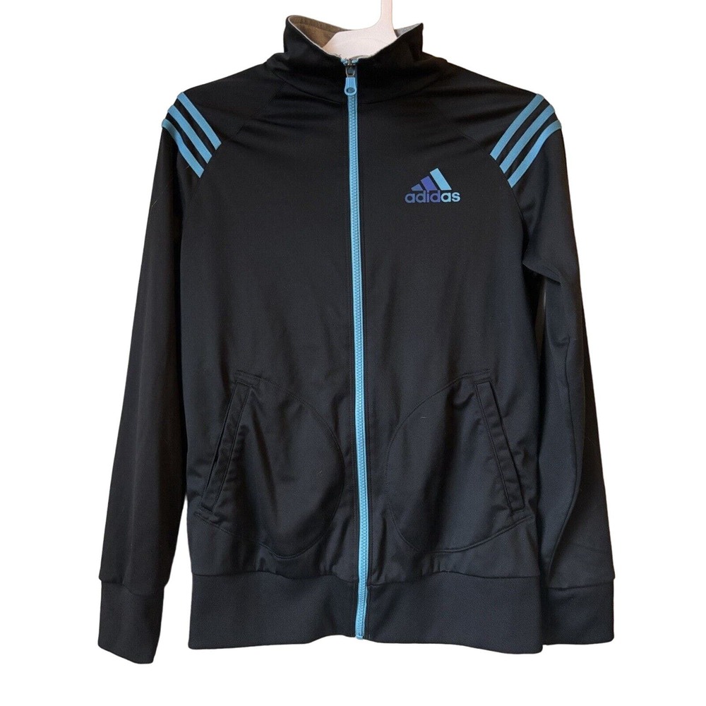 Adidas Jacket Mens Medium Clima Lite Track Black Long Sleeve Zip Up Mock Neck